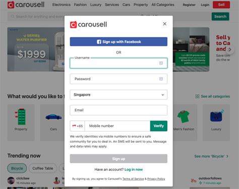 Signup or Register your Carousell Account .
